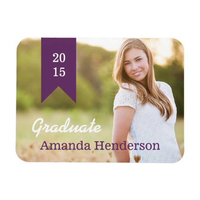 Magnet photo de Faire-part de graduation violet (Horizontal)