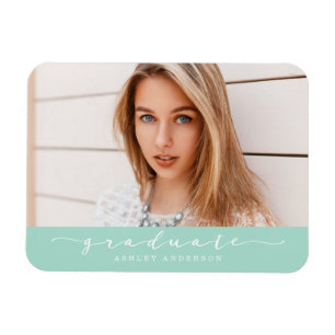 Magnet photo de graduation de la menthe classique