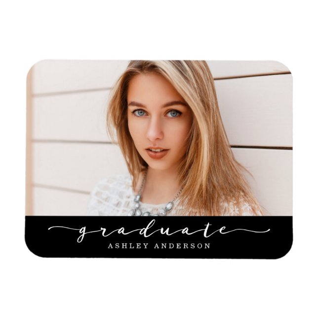 Magnet photo de graduation noire classique (Horizontal)