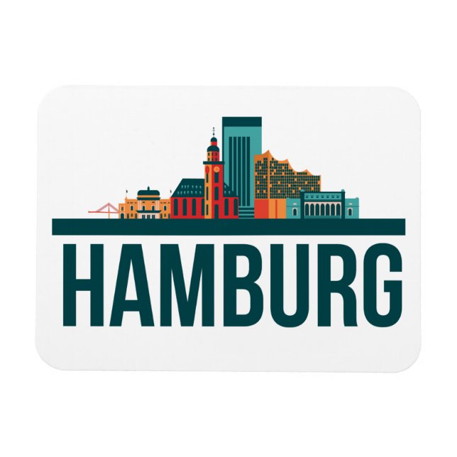 Magnet photo de Hambourg Allemagne Skyline (Horizontal)
