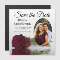 Magnet Photo de Mariage "Burgundy Rose" pour annon