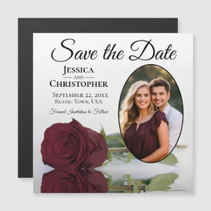 Magnet Photo de Mariage "Burgundy Rose" pour annon