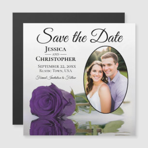 Magnet Photo de Mariage Fleur Rose Violette pour S