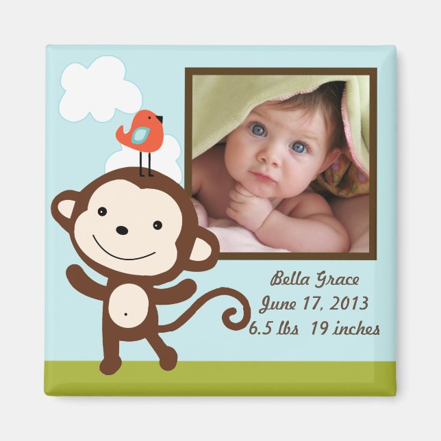 Magnet photo personnalisable de singe sauvage (Devant)
