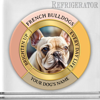 Magnet Photo personnalisé cadre doré Bouledogue Fr