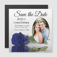 Magnet Photo "Save The Date" Mariage Rose Bleu Mar
