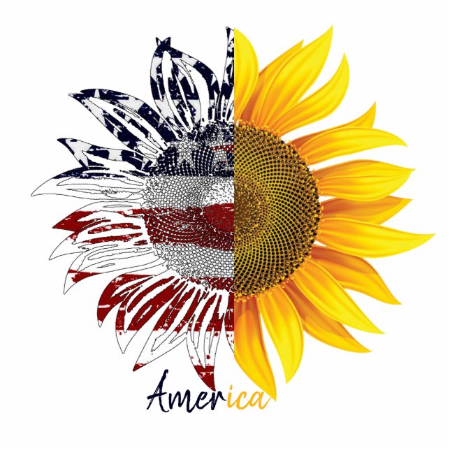 Magnet Photo Sculpture Aimant de tournesol du drapeau américain (Devant)