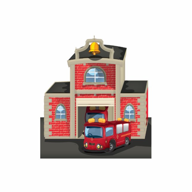 Magnet Photo Sculpture Chantier d'incendie et Camion d'incendie (Devant)