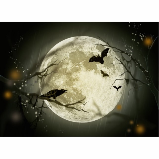 Magnet Photo Sculpture Corneilles Éffrayantes de la Lune d'Halloween (Devant)