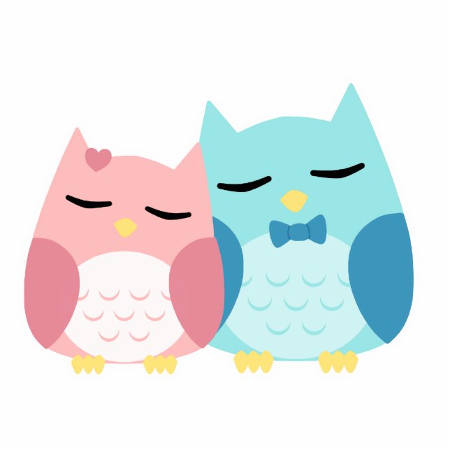 Magnet Photo Sculpture couples mignons de hibou de vecteur de bande (Devant)
