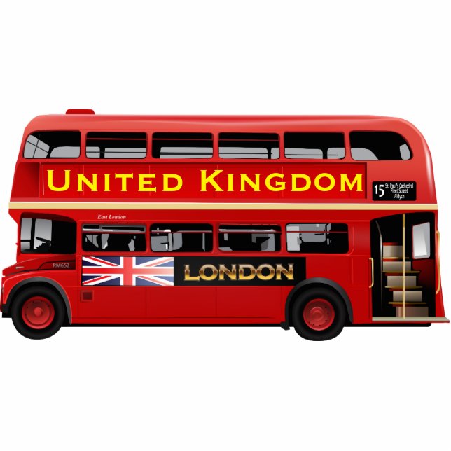 Magnet Photo Sculpture Découpe de bus Red London Double Decker (Devant)