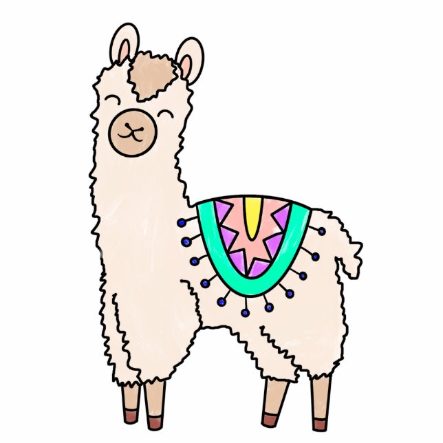 Magnet Photo Sculpture dessin animé de llama alpaga souriant (Devant)