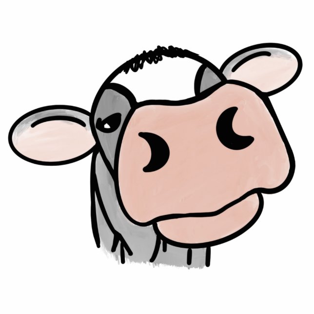Magnet Photo Sculpture dessin animé vache noir blanc rose baiser gris ani (Devant)