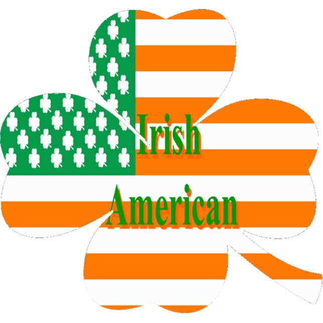 Magnet Photo Sculpture Drapeau irlandais américain sur quatre feuilles de (Devant)