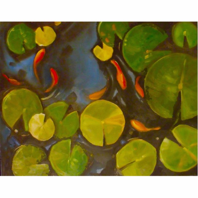 Magnet Photo Sculpture Koi Pond avec des caleçons et des petits poissons (Devant)