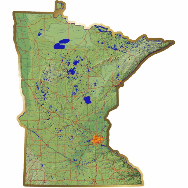 Magnet Photo Sculpture Minnesota Map Magnet Cut Out (Devant)