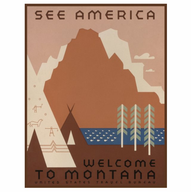 Magnet Photo Sculpture Montana Voir États américains Réserve indienne (Devant)