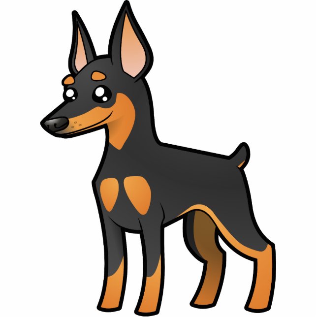 Magnet Photo Sculpture Pinscher miniature de bande dessinée/Manchester (Devant)