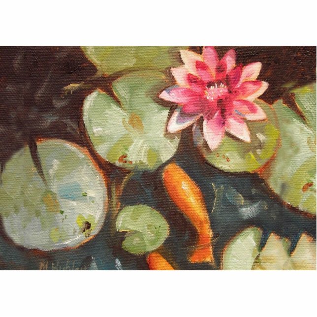 Magnet Photo Sculpture Poisson D'Or Koi Pond Water Lys (Devant)