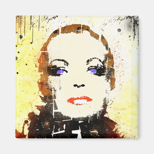 Magnet "Pop Art" Frauenportrait (Vorne)