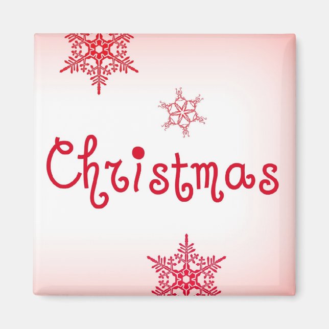 Magnet pour carré de Noël – Flocon de neige rouge  (Devant)