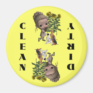 Magnet pour lave-vaisselle pour fille et chiots