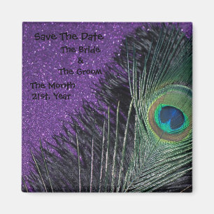 Magnet pourpre et noir de mariage de paon