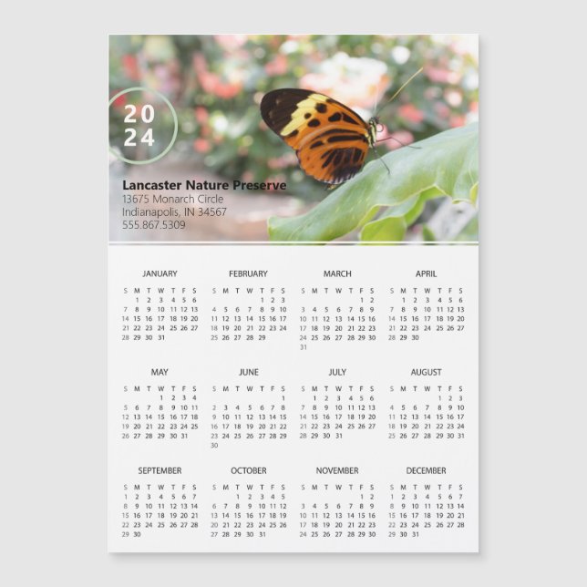Magnet promotionnel 2024 Calendrier Papillon (Devant)