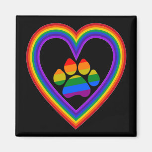 Magnet-Regenbogenherz mit Pfote Magnet
