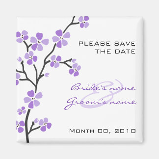 Magnet Réservez la date de fleurs violettes