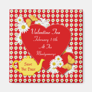 Magnet Réservez la date du Tea Party Valentine
