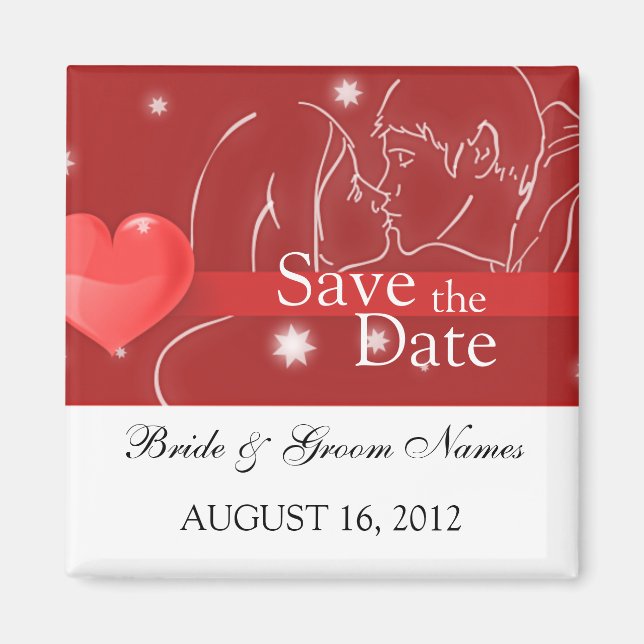 Magnet Réservez la date Mariage Couple Kissing (Devant)