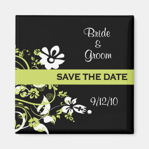 Magnet Réservez la date verte noire et citron vert
