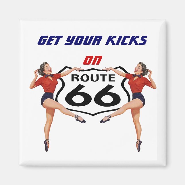 Magnet ~ RETRO "KICKS" GALS Auf Route 66 (Vorne)