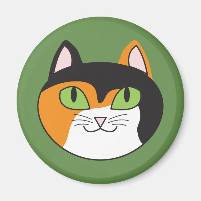 Magnet rond de chat Calico (Devant)