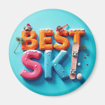 Magnet Rond Frigo - Design Unique - BEST SKI
