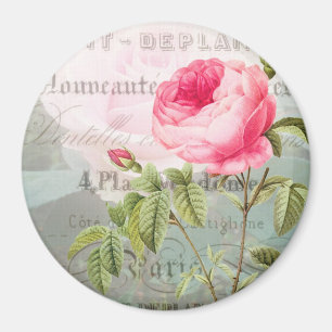 Magnet rond Rose à tendance française