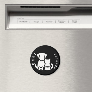 Magnet Rond Silhouette de Chien et Chat Meilleurs 