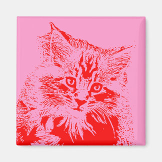 Magnet Rosa und Rote Katze