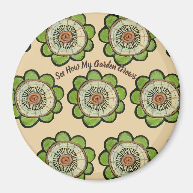 Magnet Round - Voir Comment Mon Jardin Grandit (Devant)