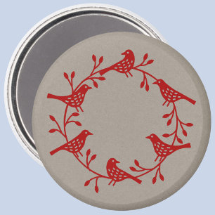Magnet Scandi Wreath of Birds and Rosehips
