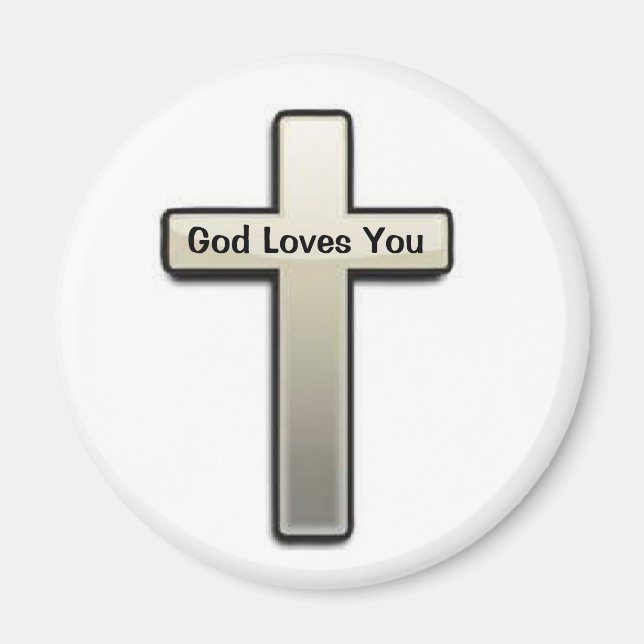 Magnet Silver Cross God Liebe You (Vorne)