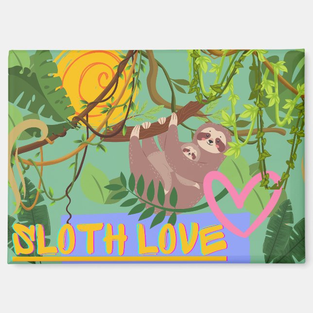 Magnet Sloth Liebe, Adorable Sloth in Tree (Vorderseite)