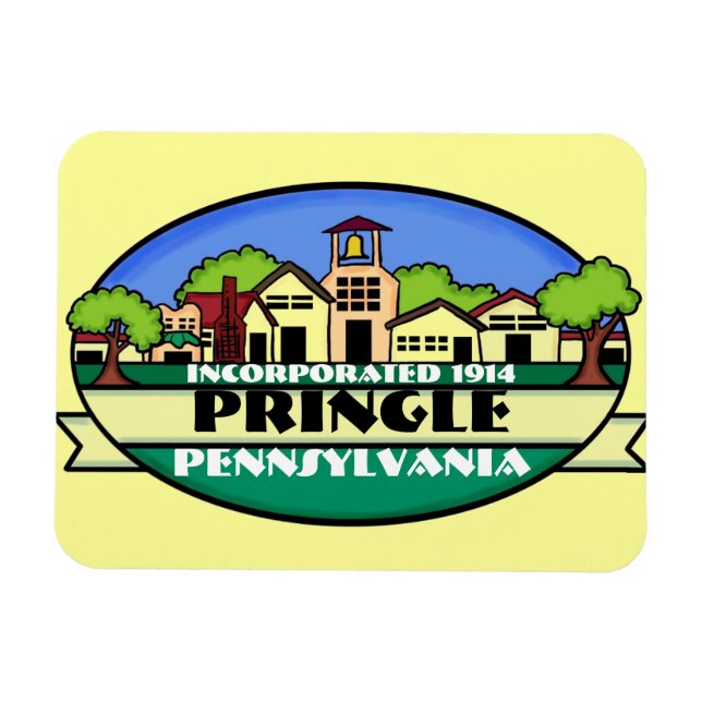 Magnet souvenir de petite ville de Pringle Pennsyl (Horizontal)