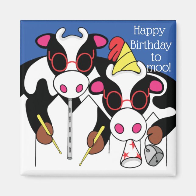 Magnet Square glücklich Geburtstag zu Moo! (Vorne)