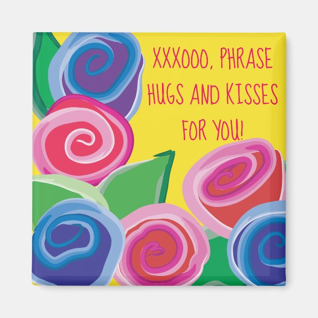 Magnet Square Hugs und Kisses (Vorne)