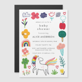 |MAGNET| Süße niedliche Einhorn-Baby-Shower-Einlad Magneteinladung