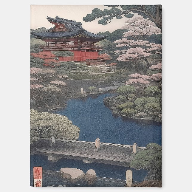 Magnet - Tempel am Fluss - Japan (Vorderseite)