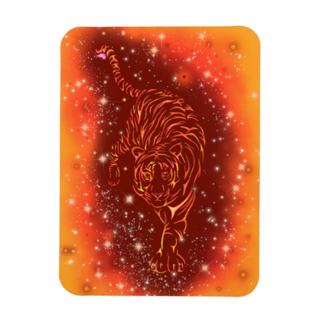 Magnet Tiger läuft in Galaxy Starry Night (Vertikal)