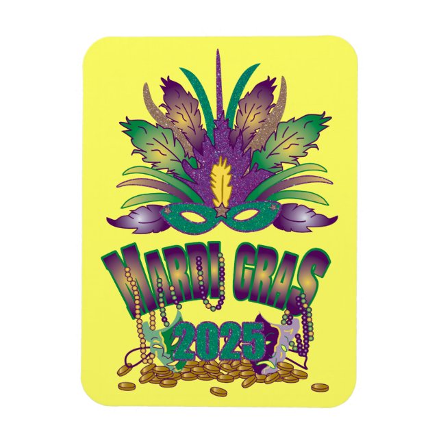 Magnet Tri-Feather Mardi Gras 2025 (Vertikal)
